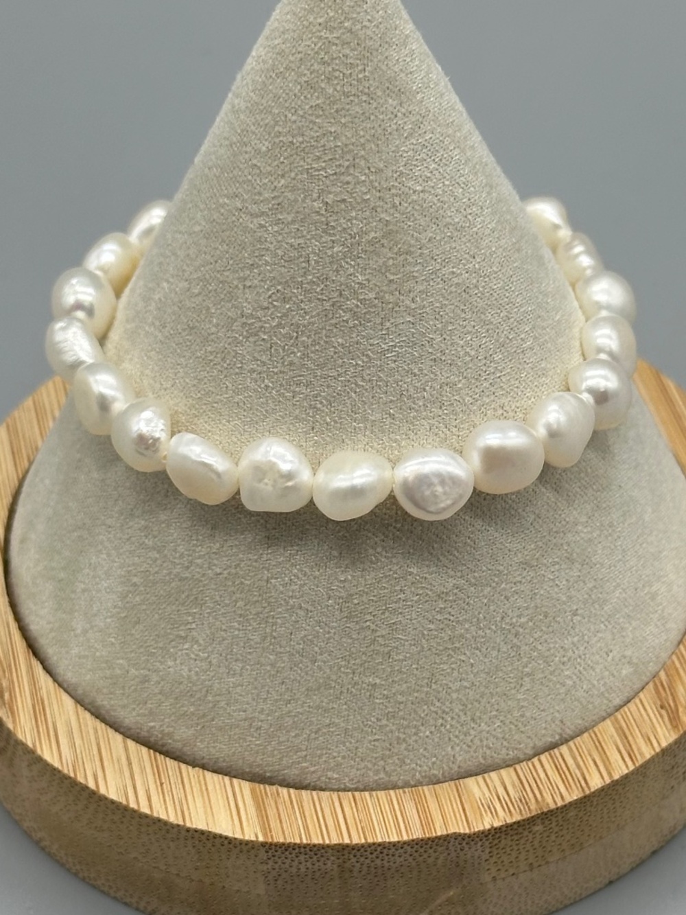 Freshwater White Pearl Stretch Bracelet Sz 6.75 Classic Natural Boho Preppy